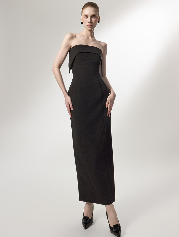 D9591 Off-Shoulder Slim Maxi Dress