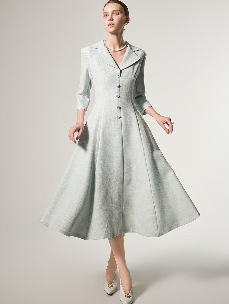 D5489 斜纹软呢纽扣连衣裙