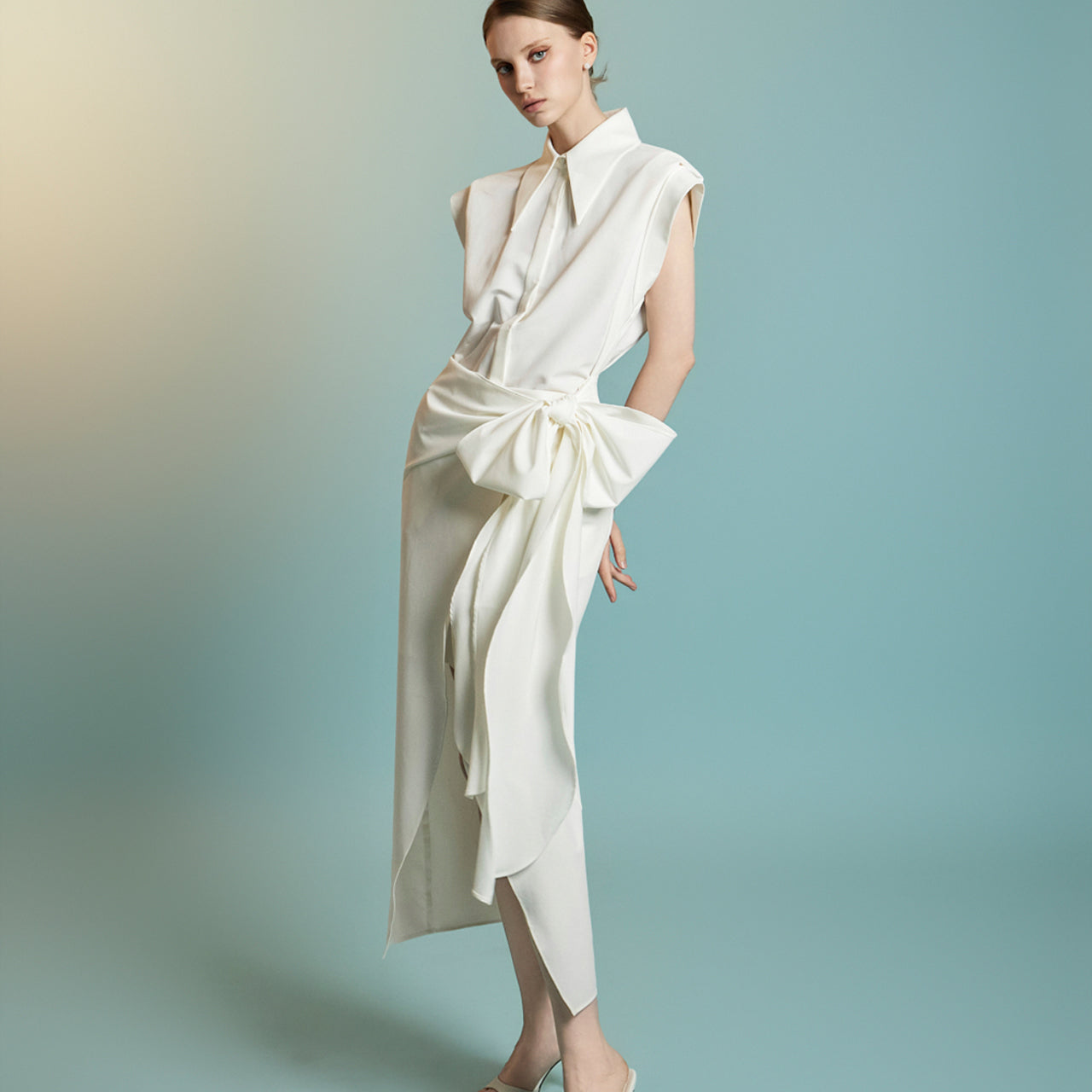 D9554 Tie-strap Shirt Dress