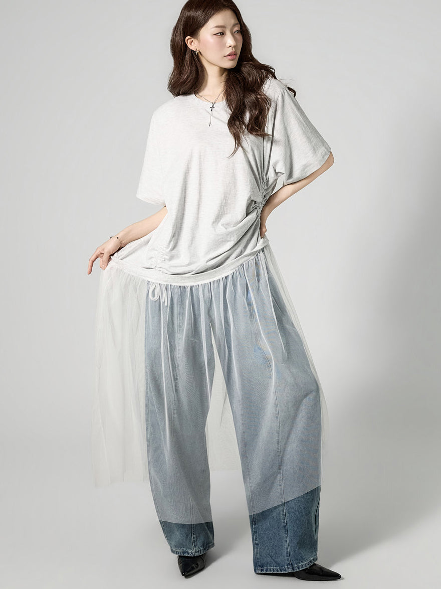 D5476 サイドシャーリングワンピース