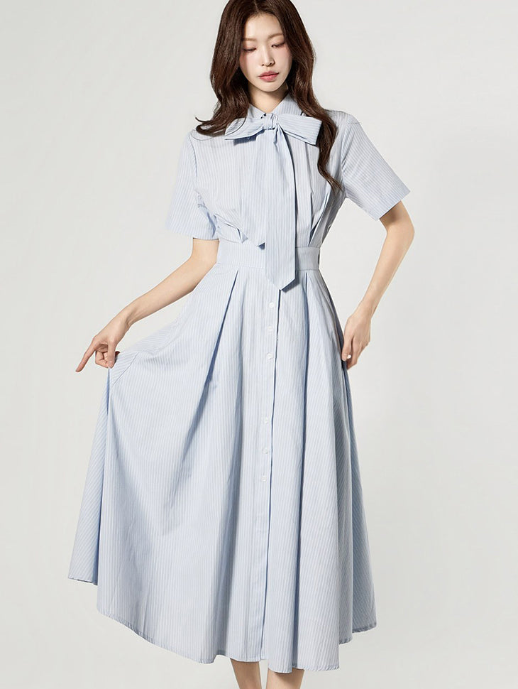 D5503 蝴蝶结系带连衣裙