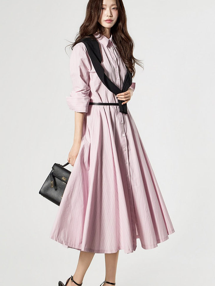 D5504 条纹衬衫连衣裙