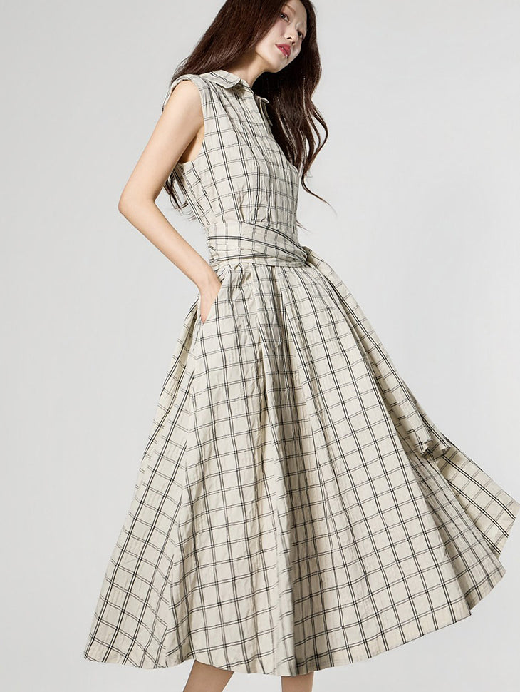 D5505 系带格纹连衣裙