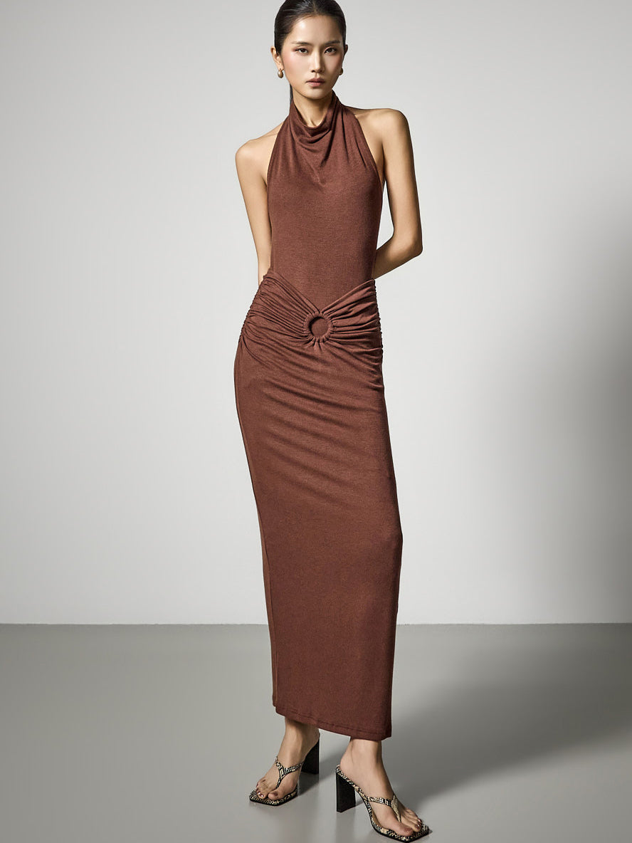 D5583 Ring Shirred Halter Two-Piece