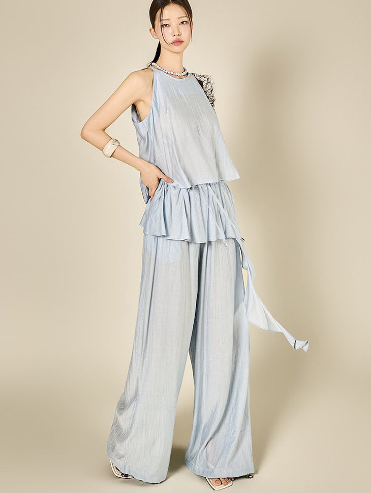 D5625 Frill Wrinkle Two-Piece Set