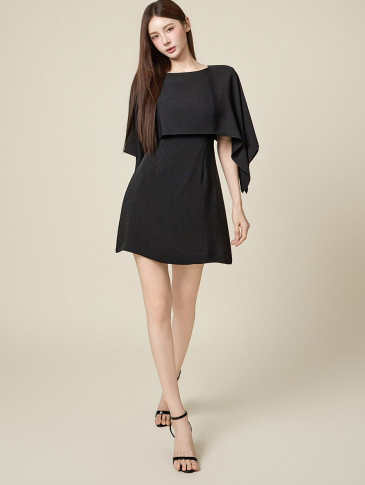 D5637 Cape Mini Dress
