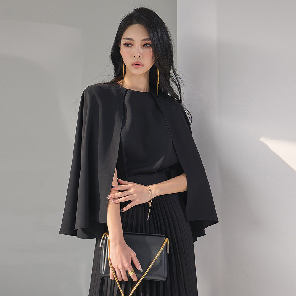 B2723  Sleeveless Cape Design Blouse