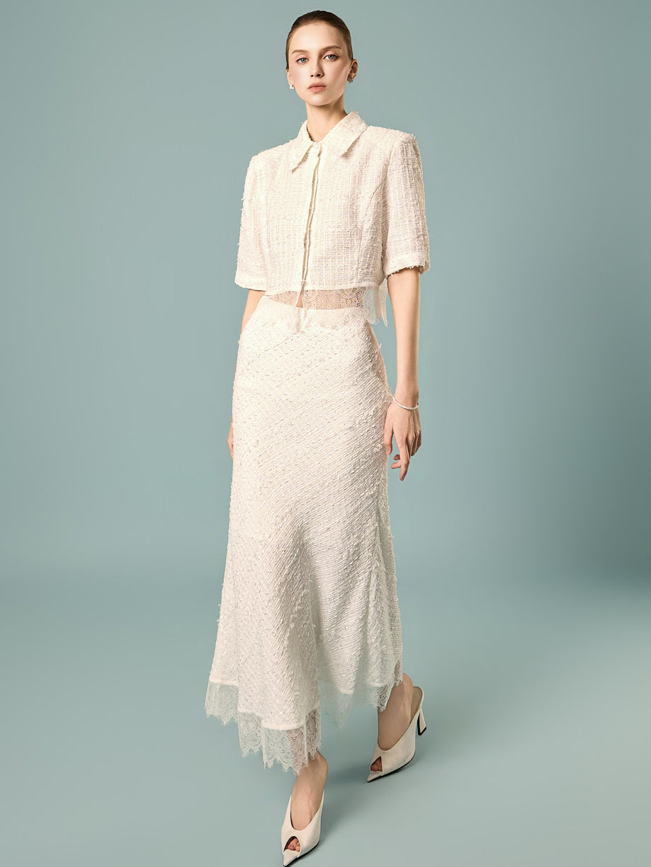 TP2099 Tweed Blouse and Skirt Set
