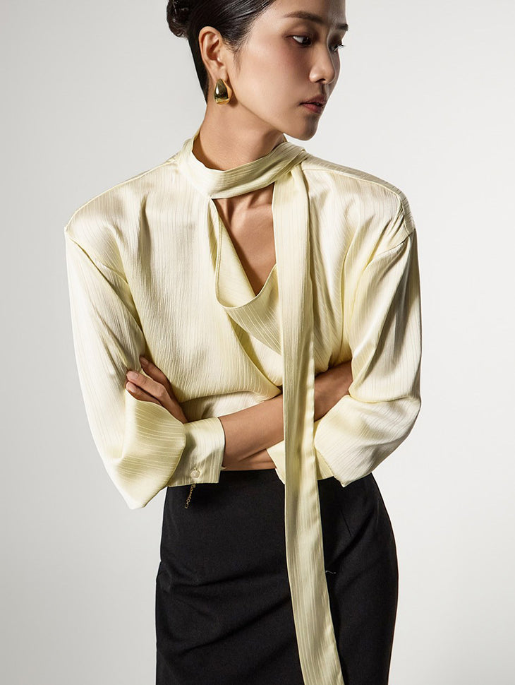 B3178 围脖系带衬衫