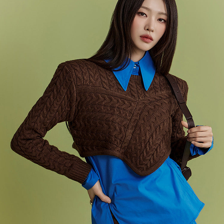 E3262 Asymmetrical Crop Knit