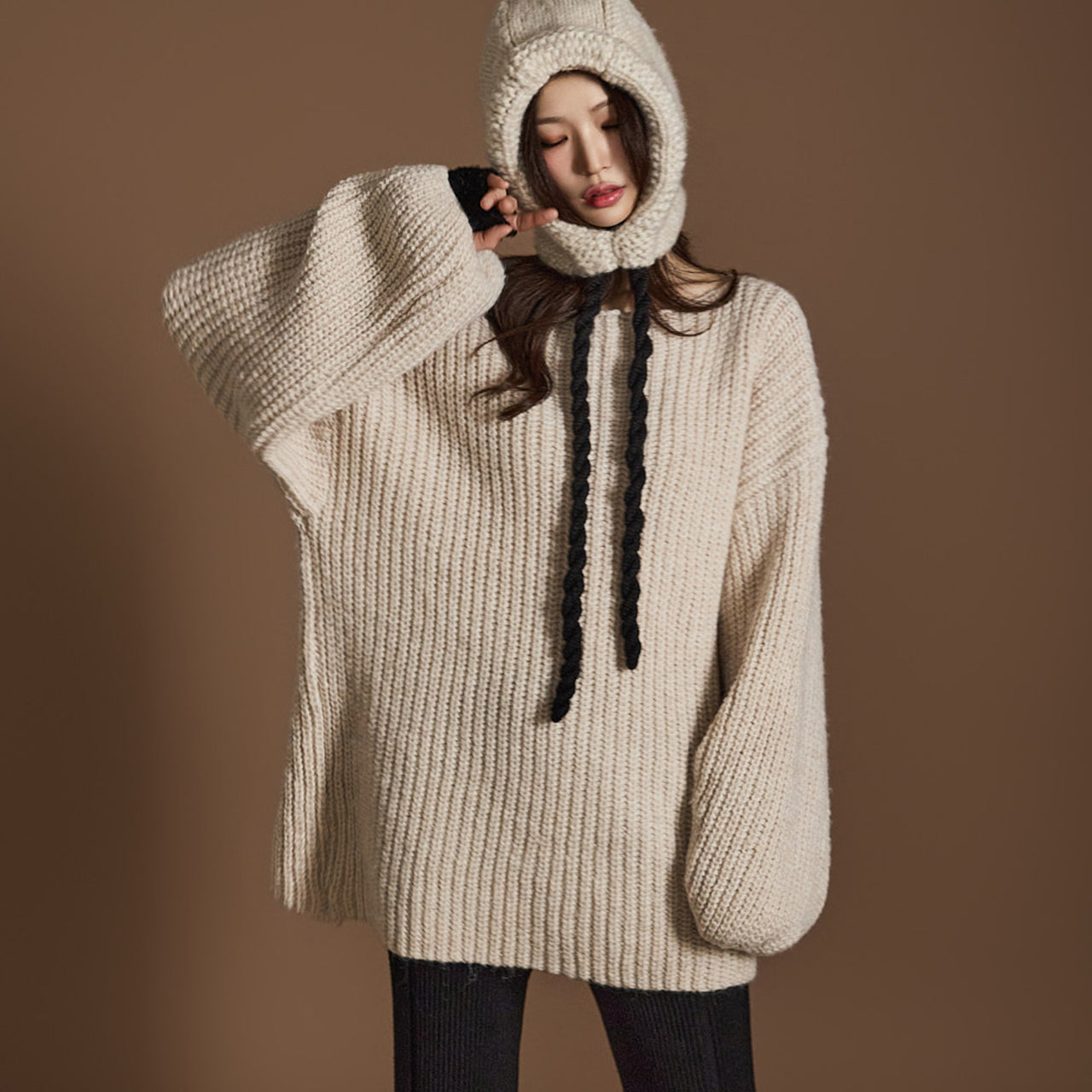 E3652 ラグランスリーブニット