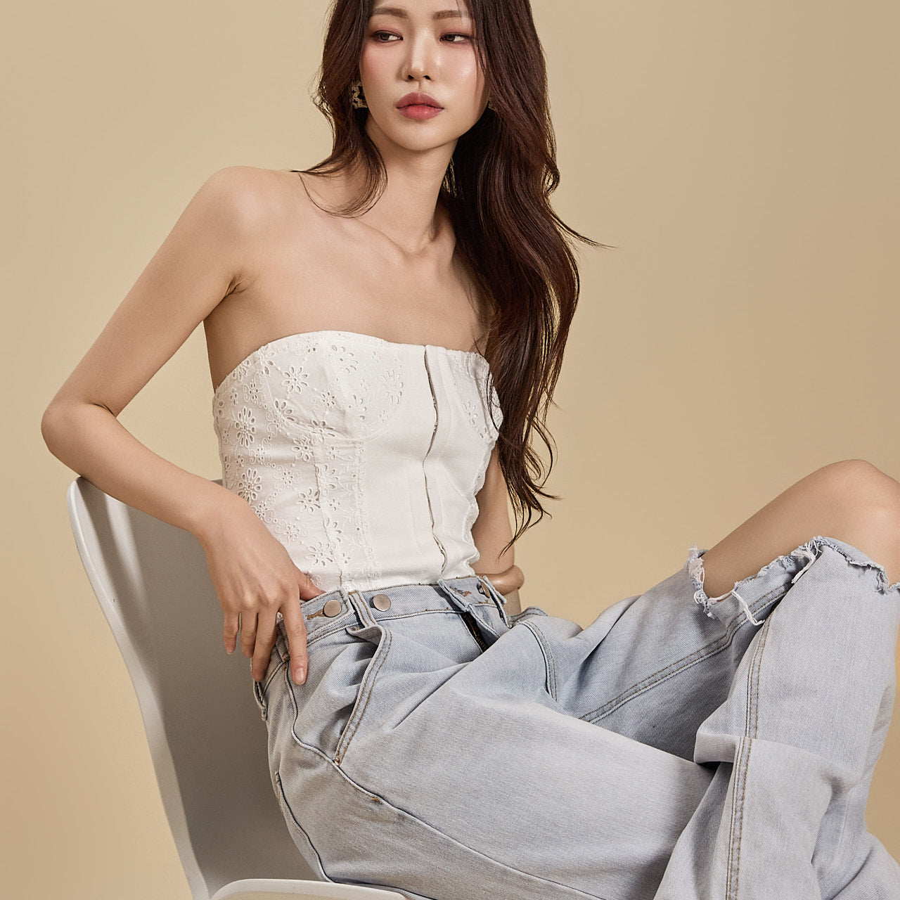 E3503 Embroidered Tube Top