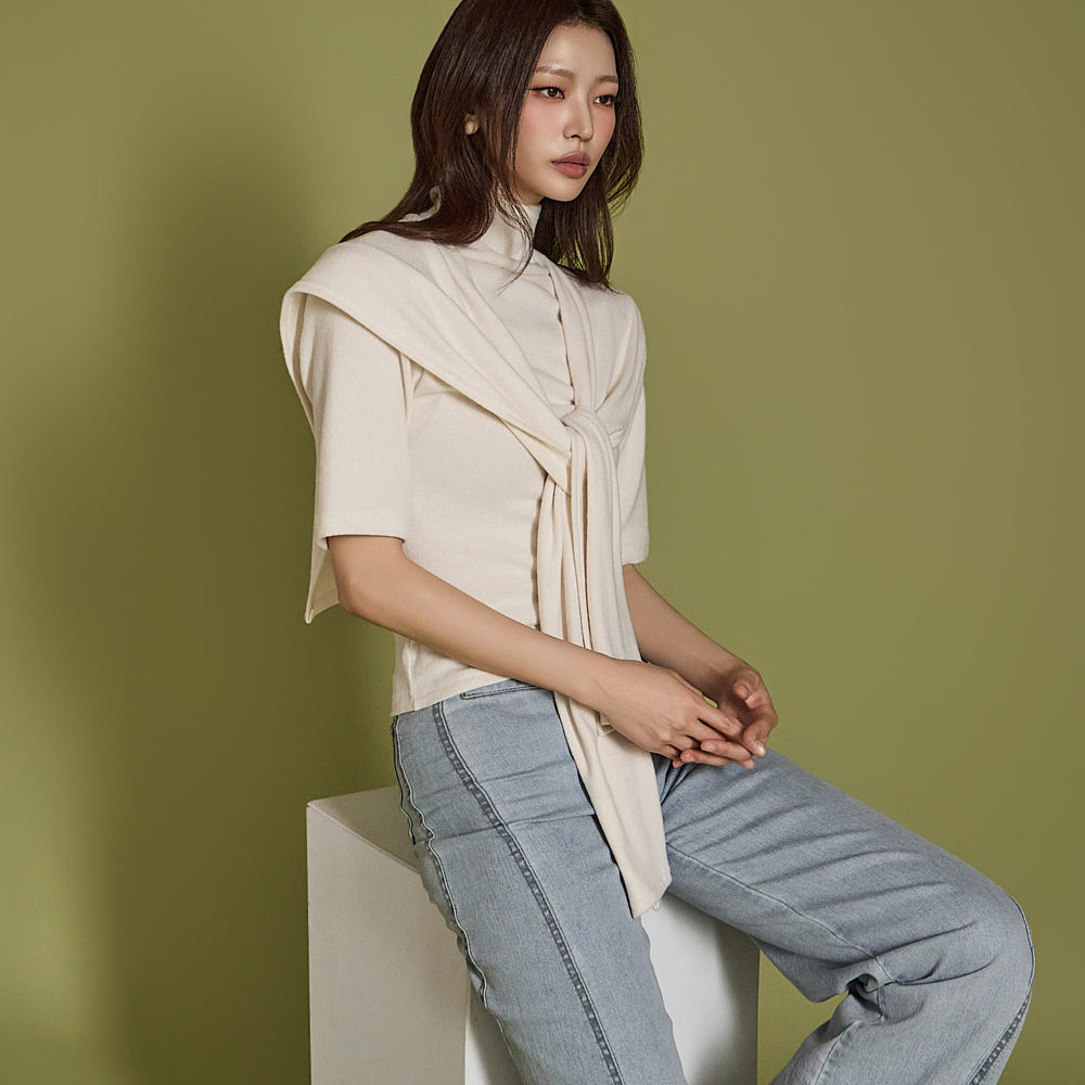 E3554 Turtleneck Top With Shawl