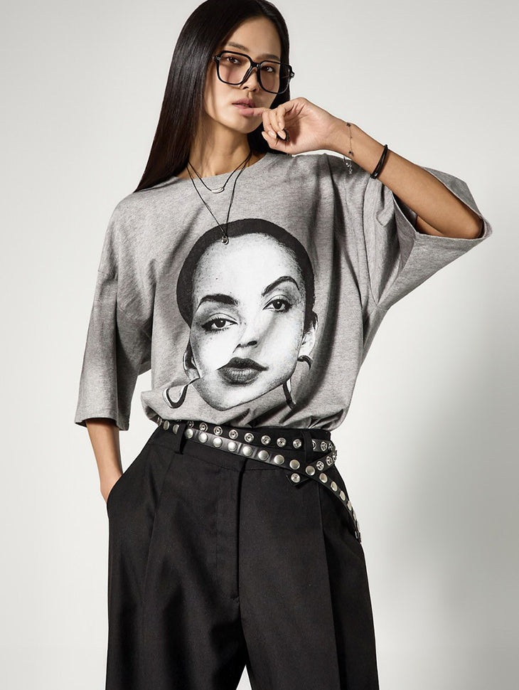 E4158 Face Print Top