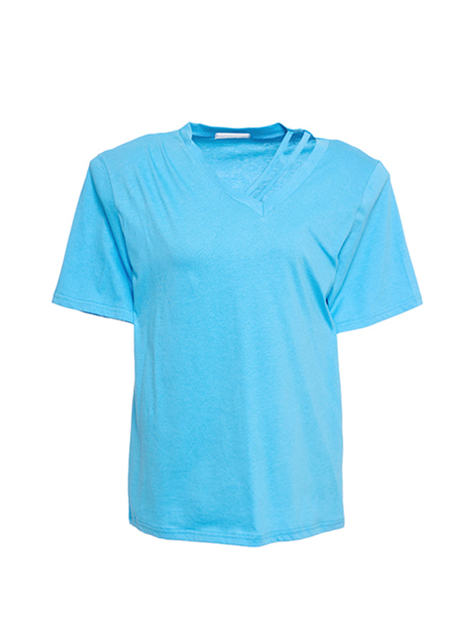 E4268 Double Strap V-Neck Top