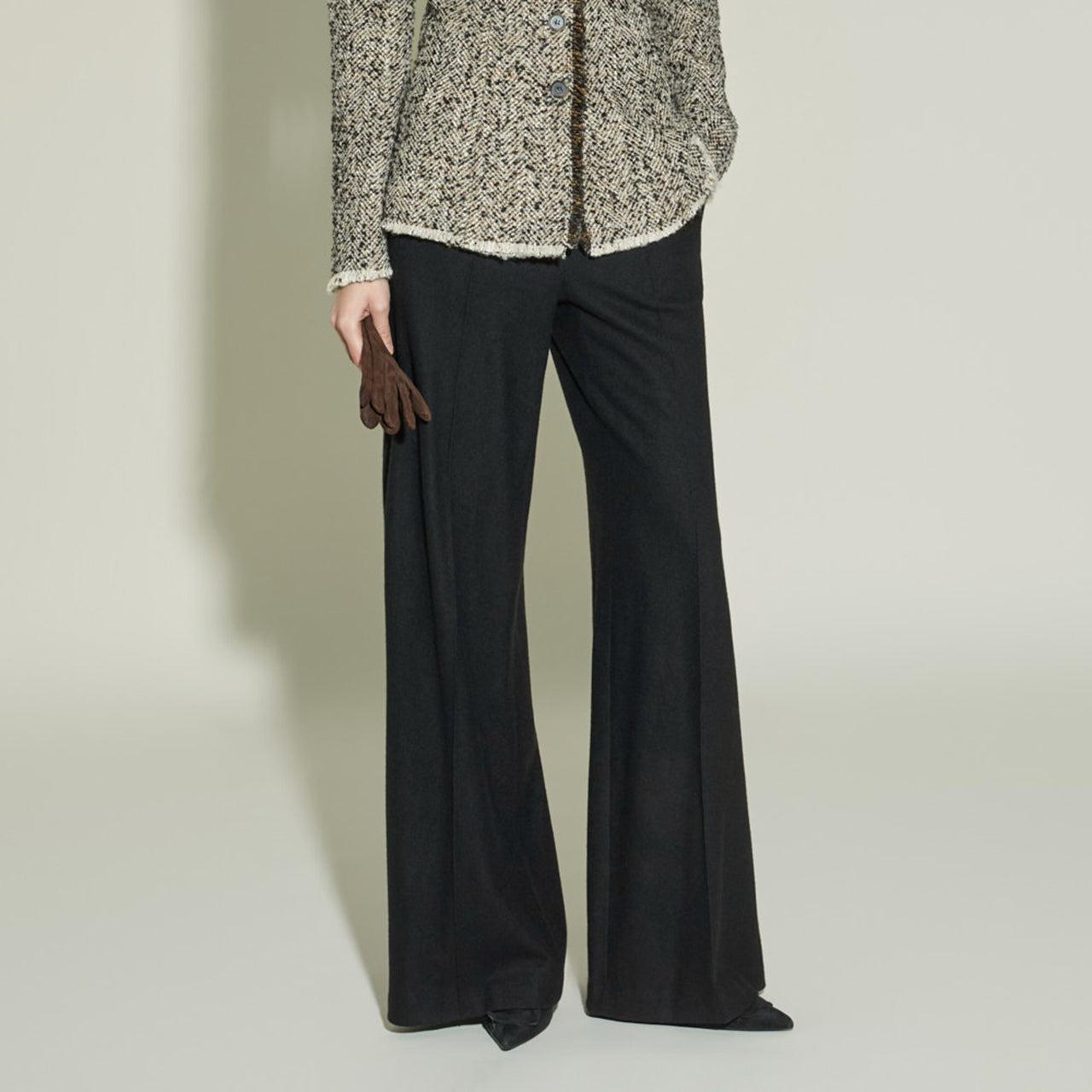 P9065 ピンタックワイドウールスラックス