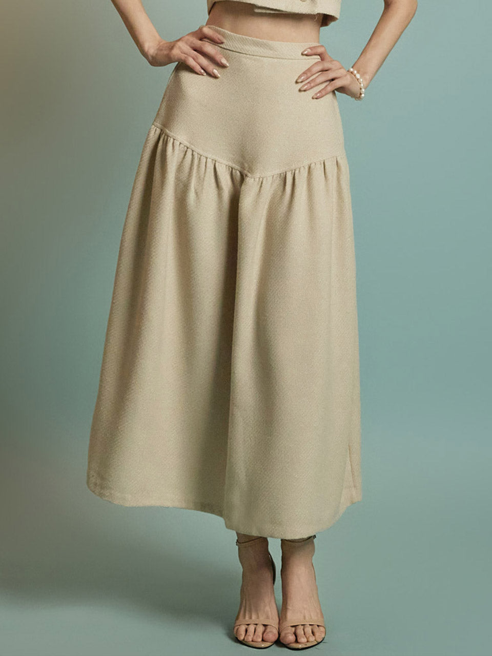 SK3022 Tweed shirring skirt