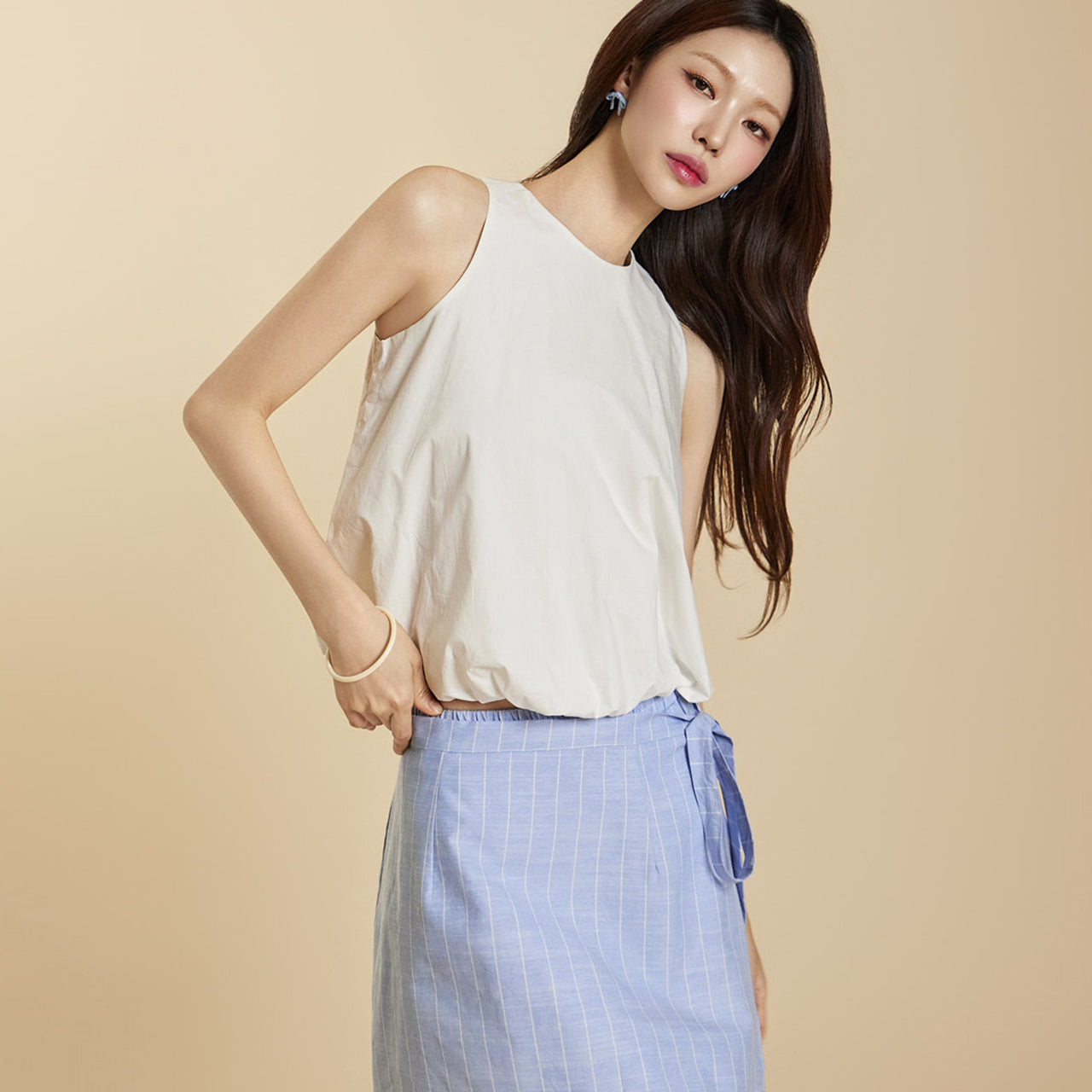 B3104 バルーンノースリーブブラウス