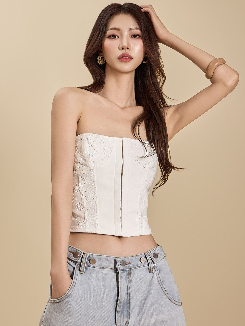 E3503 Embroidered Tube Top