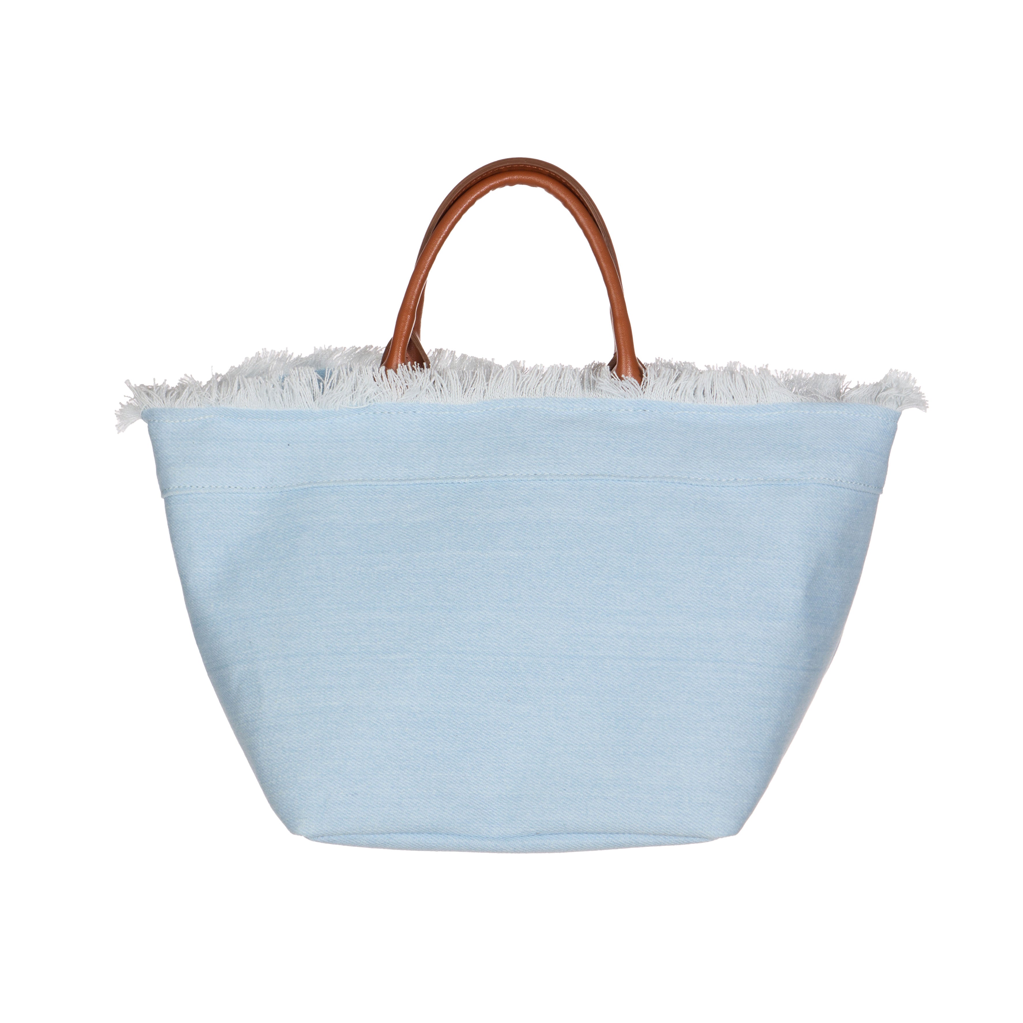 A-1710 Denim Fringe Tote Bag