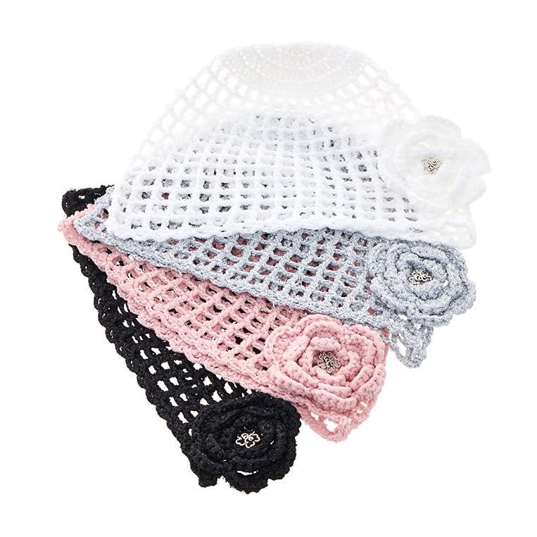 AC-893 Flower Crochet Knit Beanie