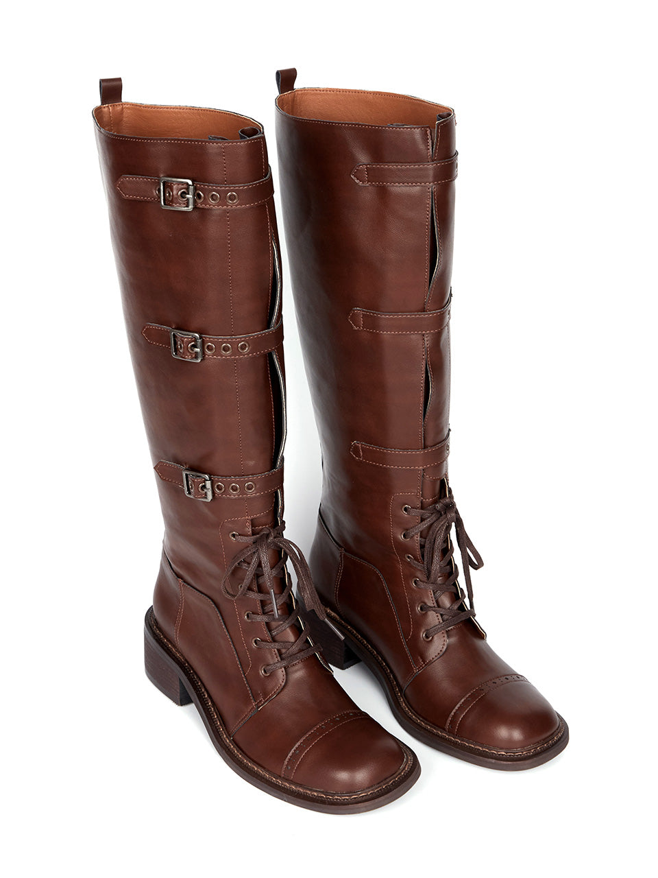 AR-3350 Lace-up Buckle Long Boots