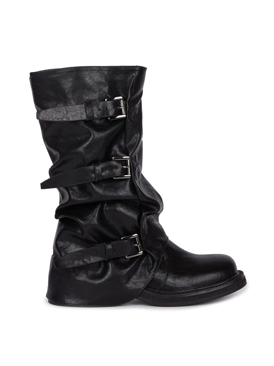 AR-3353 Buckled Shirring Middle Boots