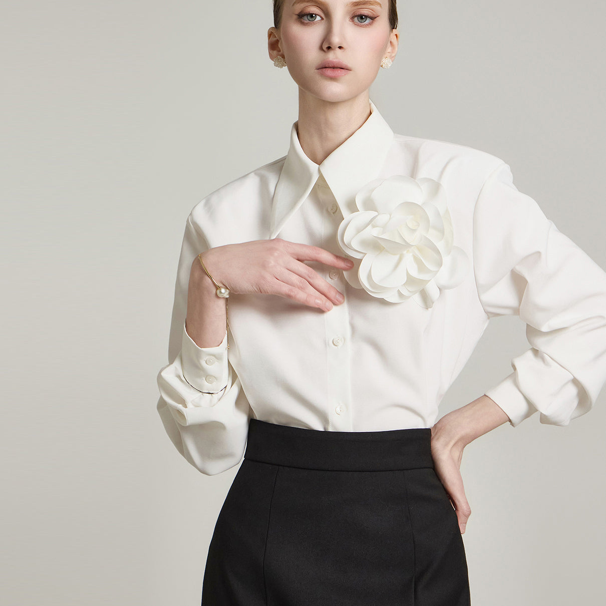 B3044 Blouse with Corsage