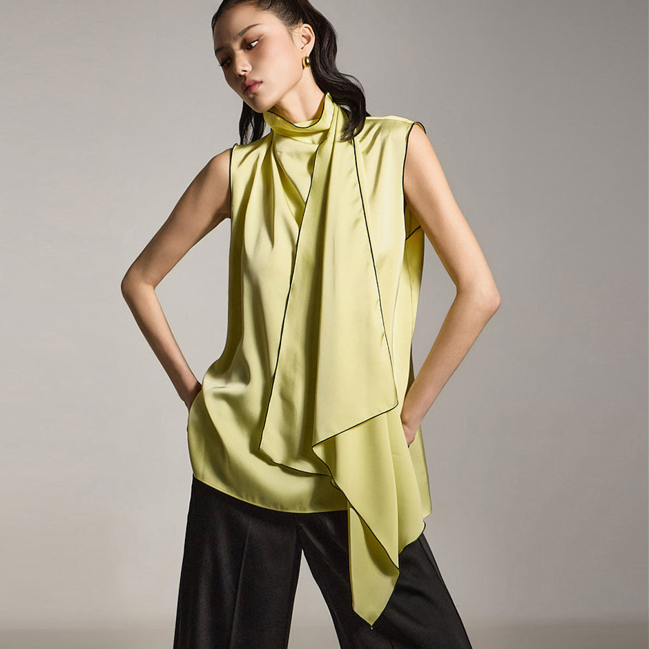 B9195 Satin Sleeveless Blouse