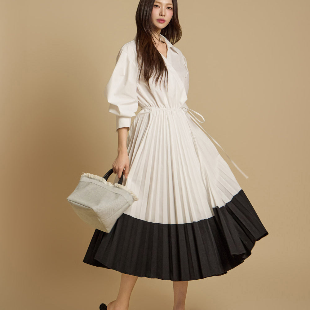 D5255 ラッププリーツドレス