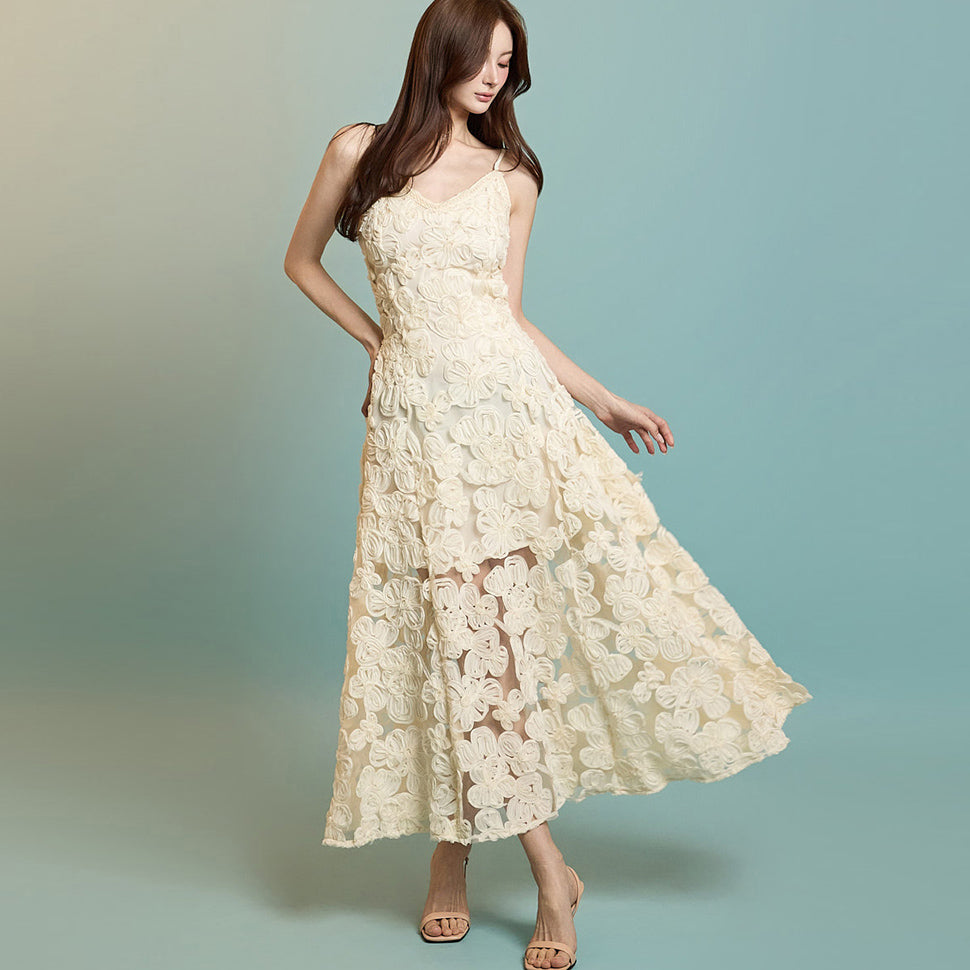 D5277 シフォンレースドレス