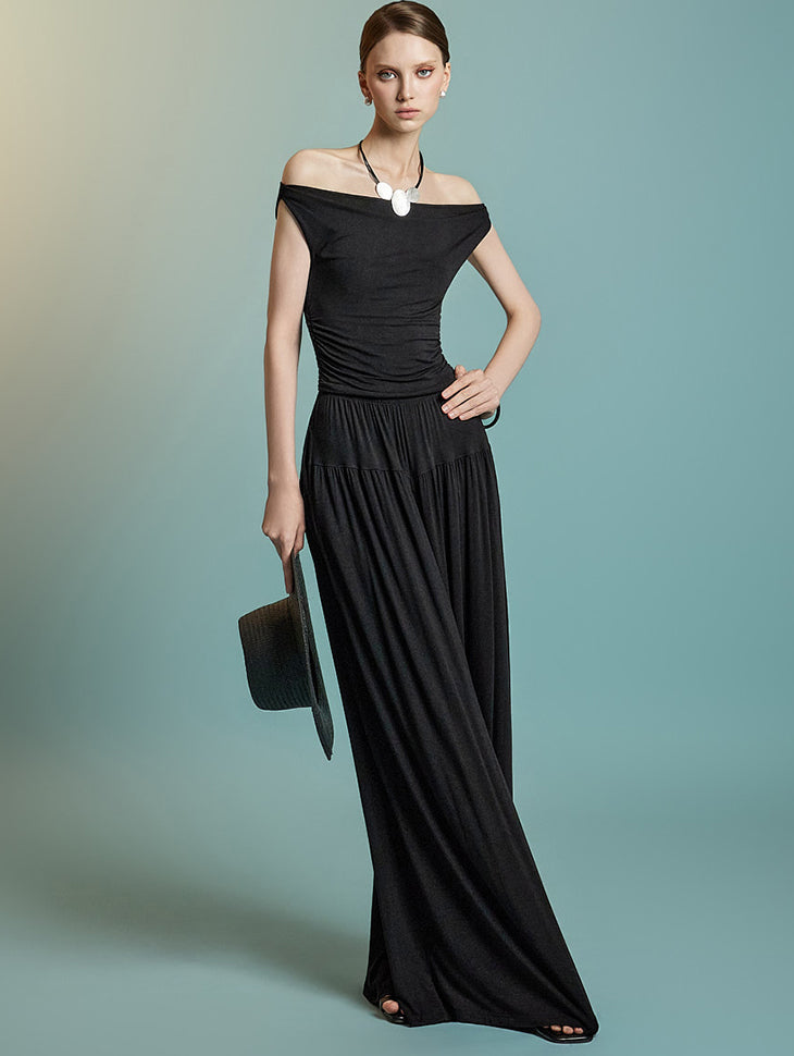 D5303 Cowl neck Top Two-piece Set