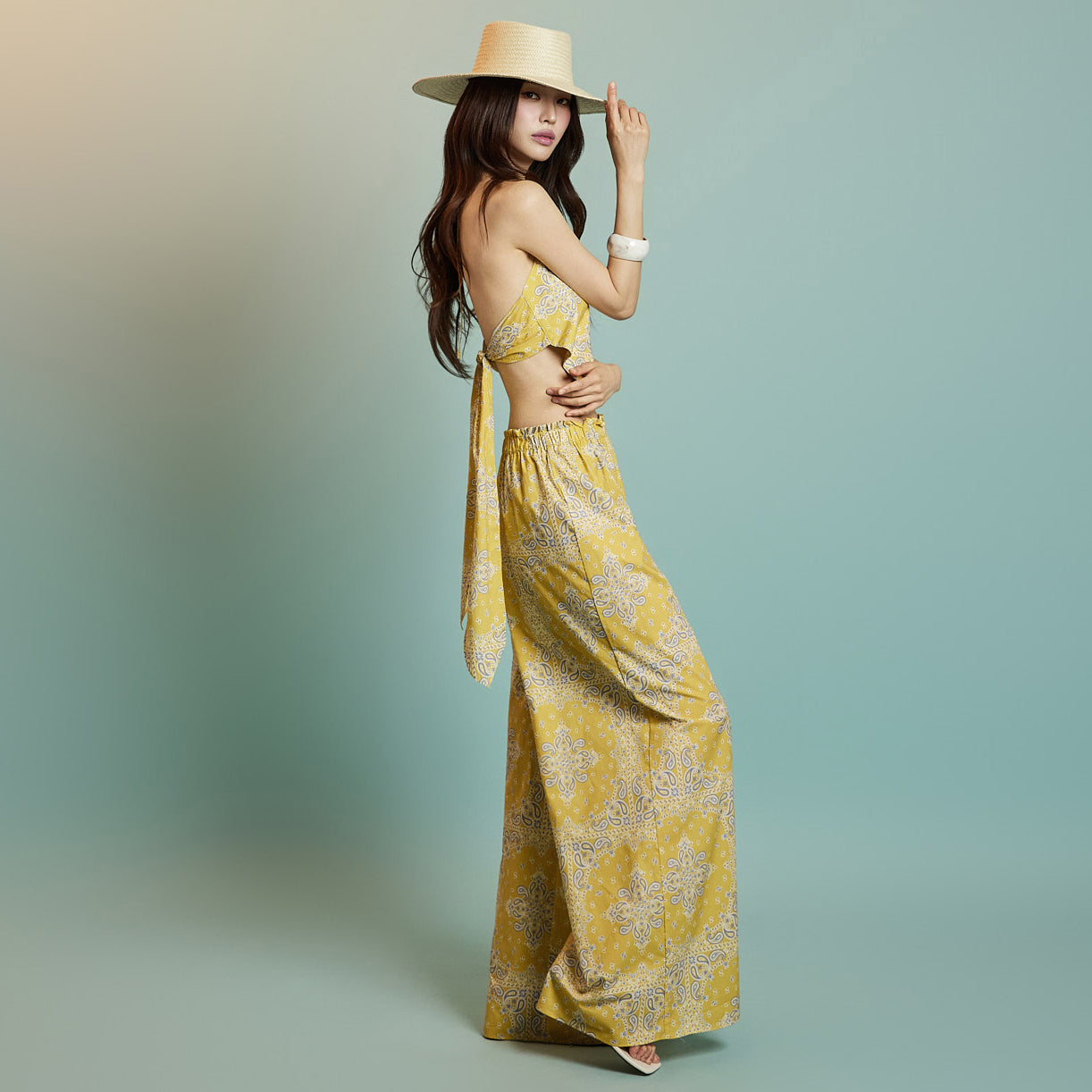 D5312 ペイズリー柄ツーピースセット