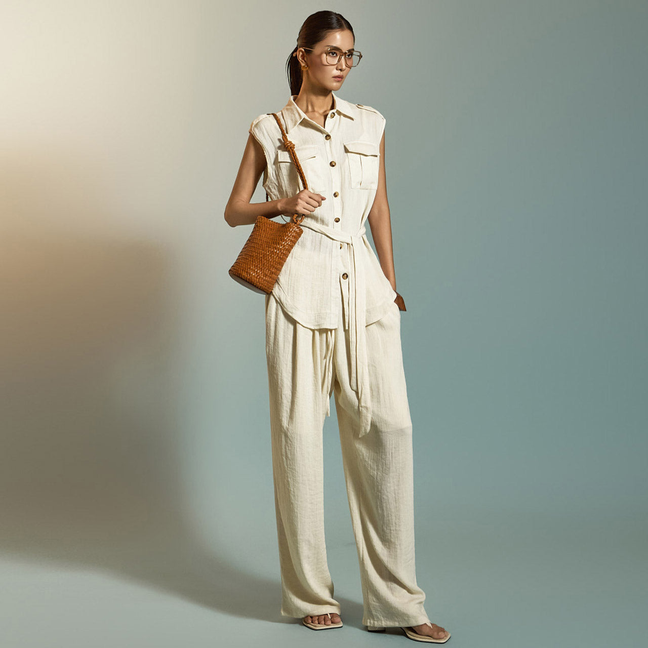 D5315 Linen Two Piece with Belt