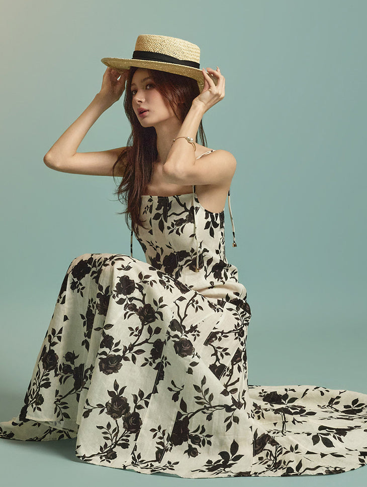 D5340 リネン柄ワンピース