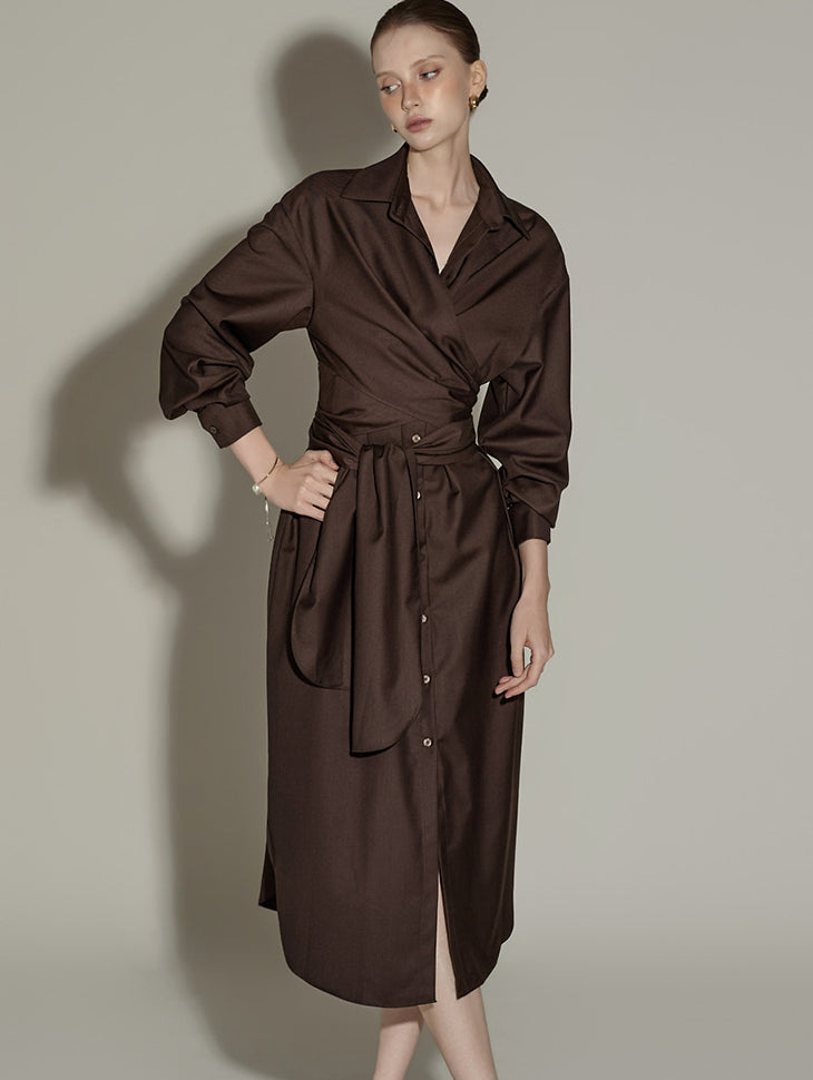 D5372 Cross Wrap Shirts Dress