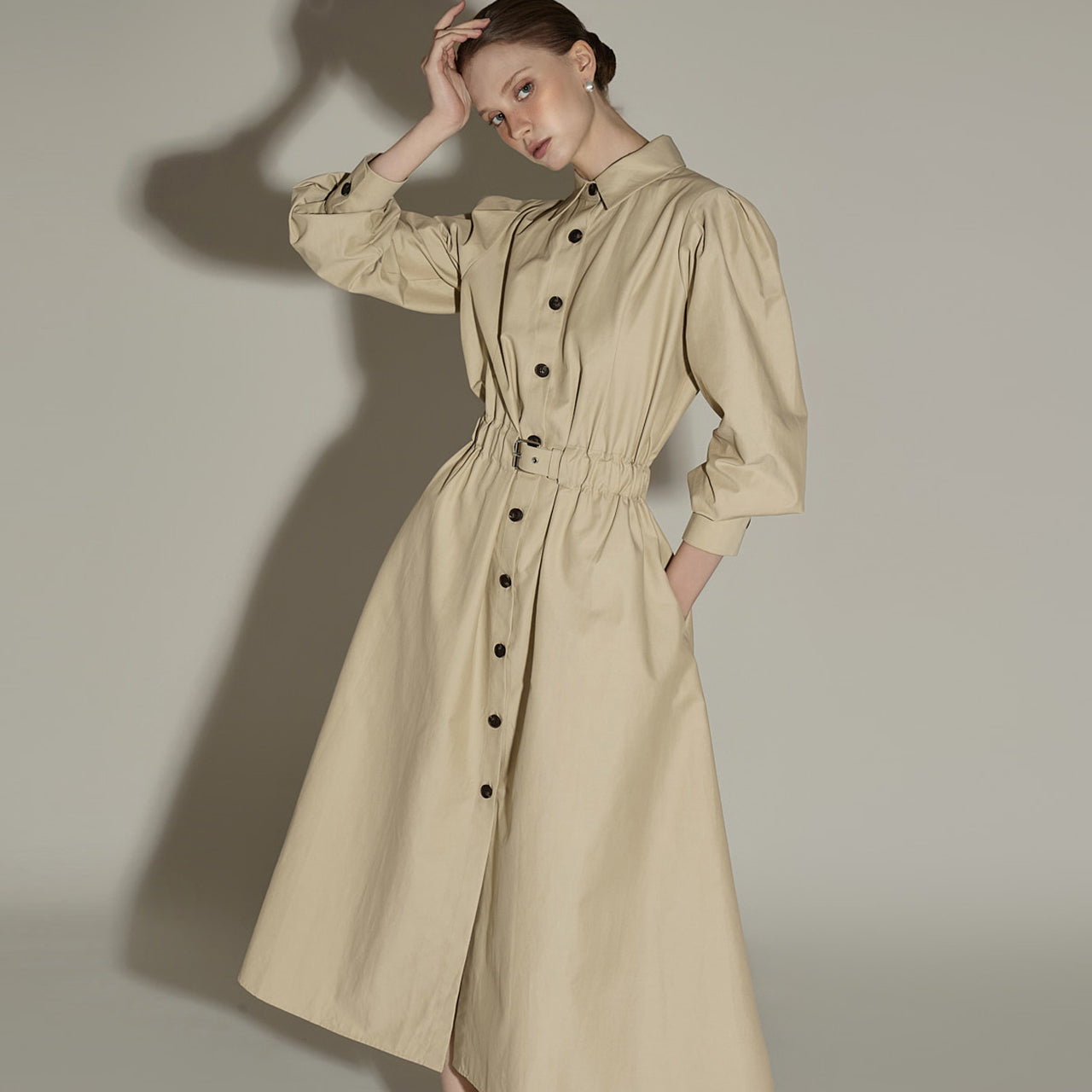 D5374 Shirts Dress with Belt