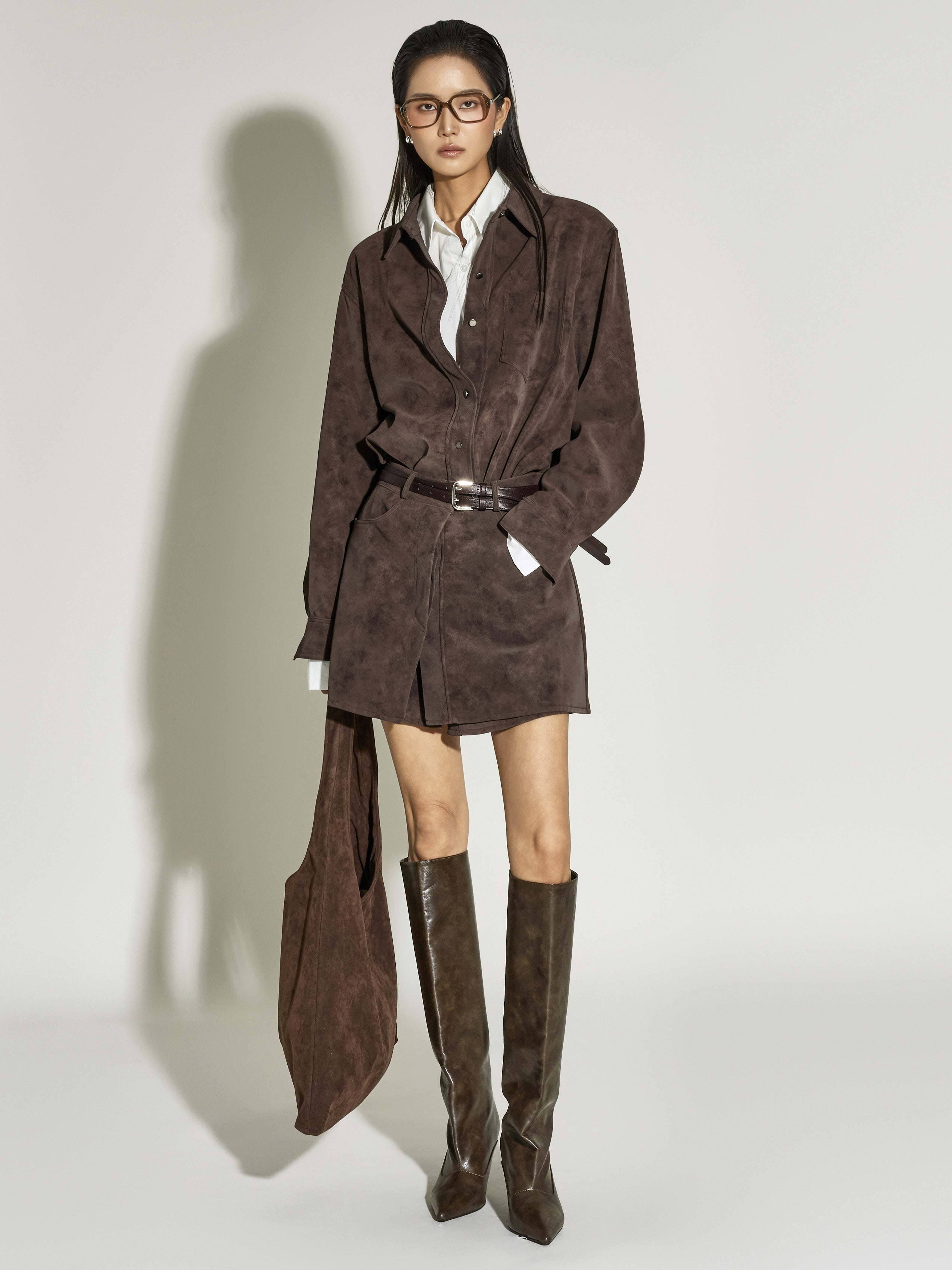 D5385 Suede Shirts Dress