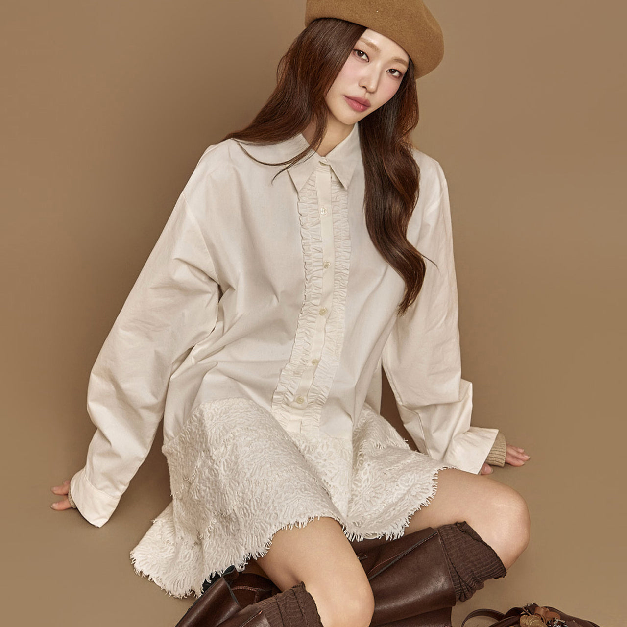 D5401 Lace Shirts Dress