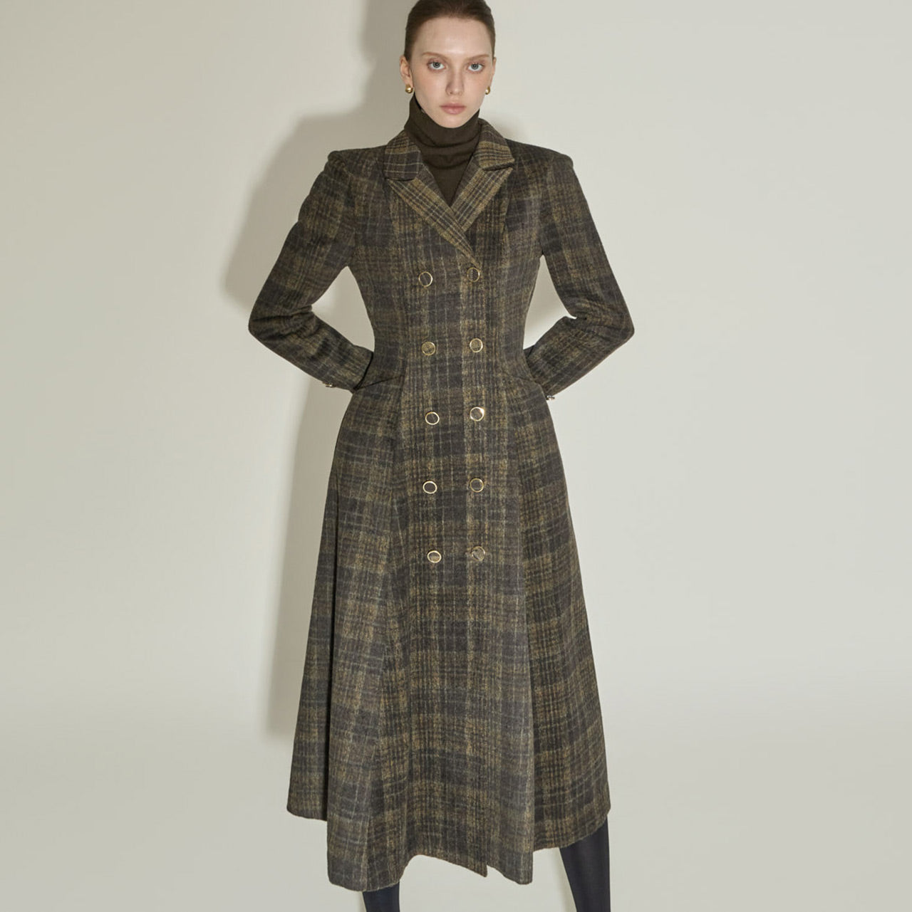 D5429 Wool Check Dress