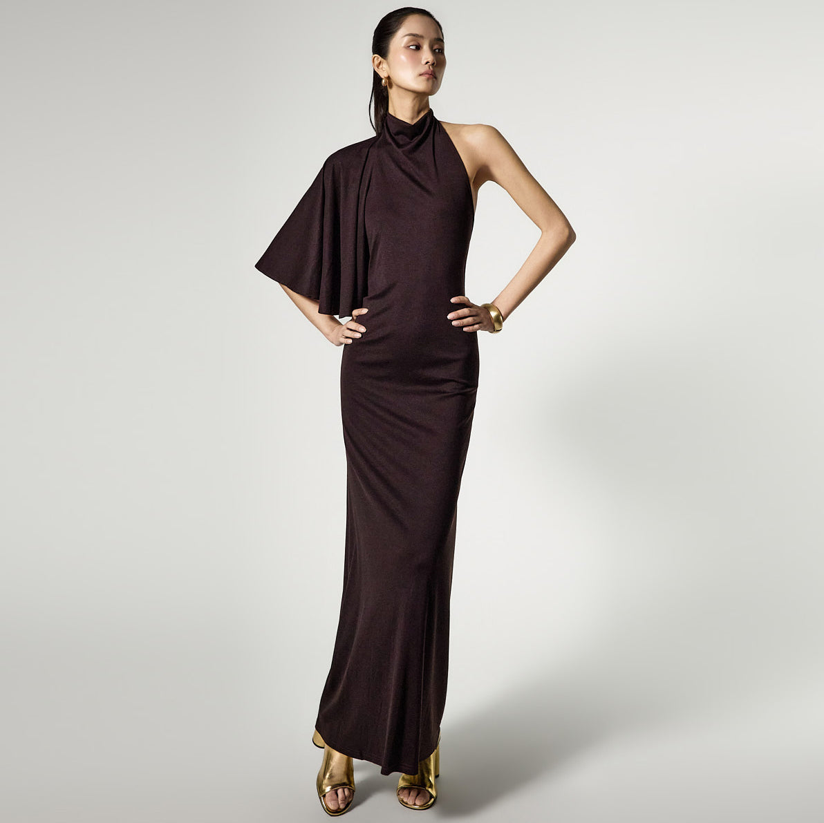 D5500 挂脖不对称连衣裙