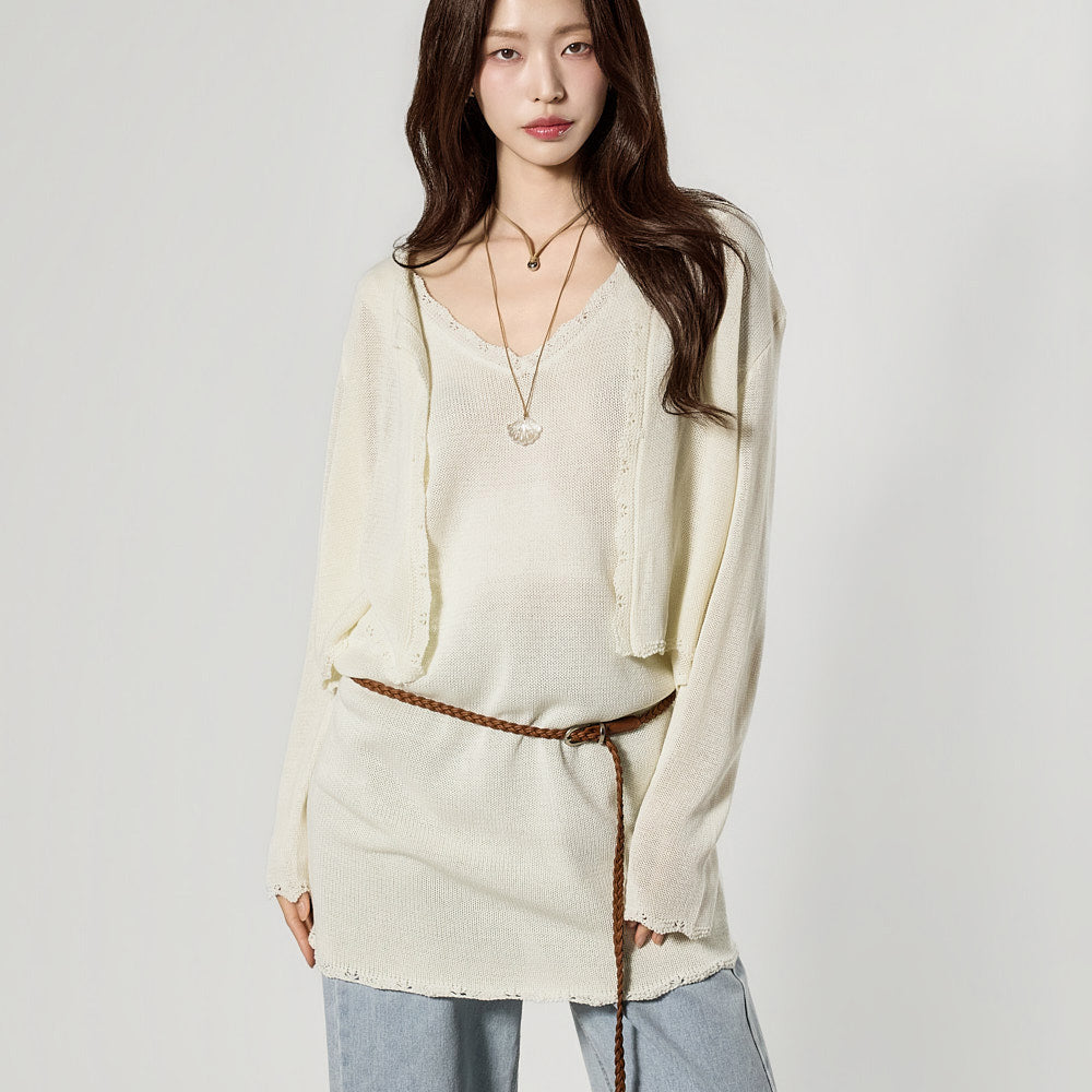 D5509 カーディガンセットニットツーピース