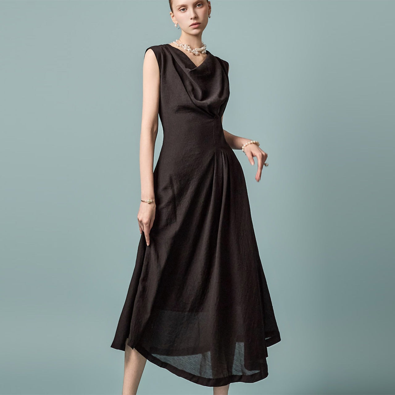 D5612 Cowl Neck Dress