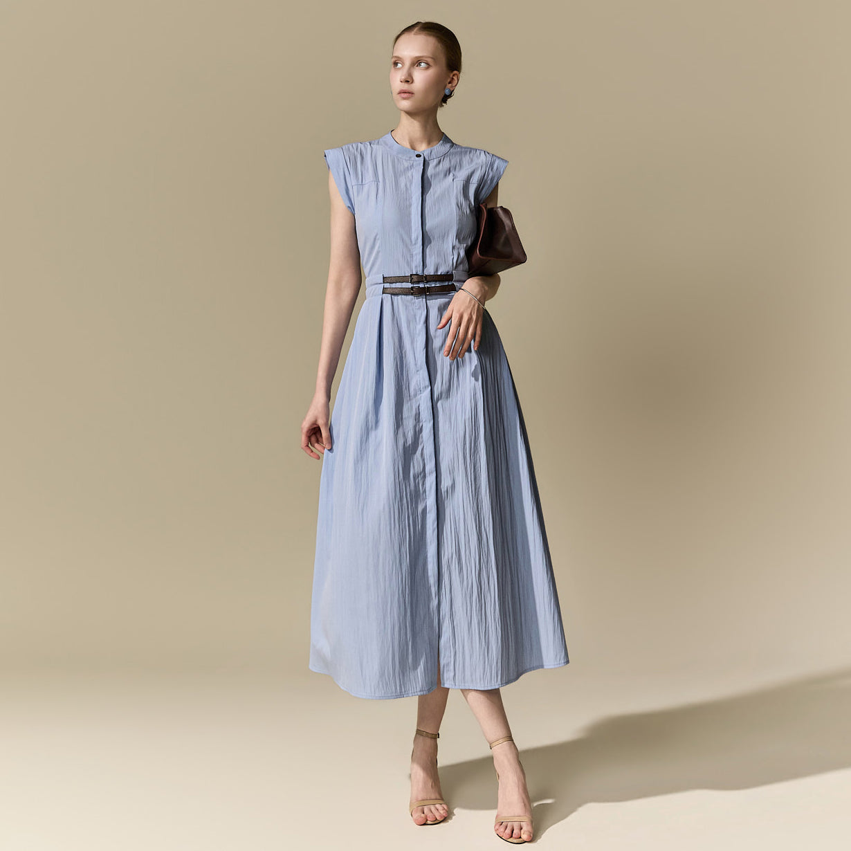 D5641 Belted Shirts Dress