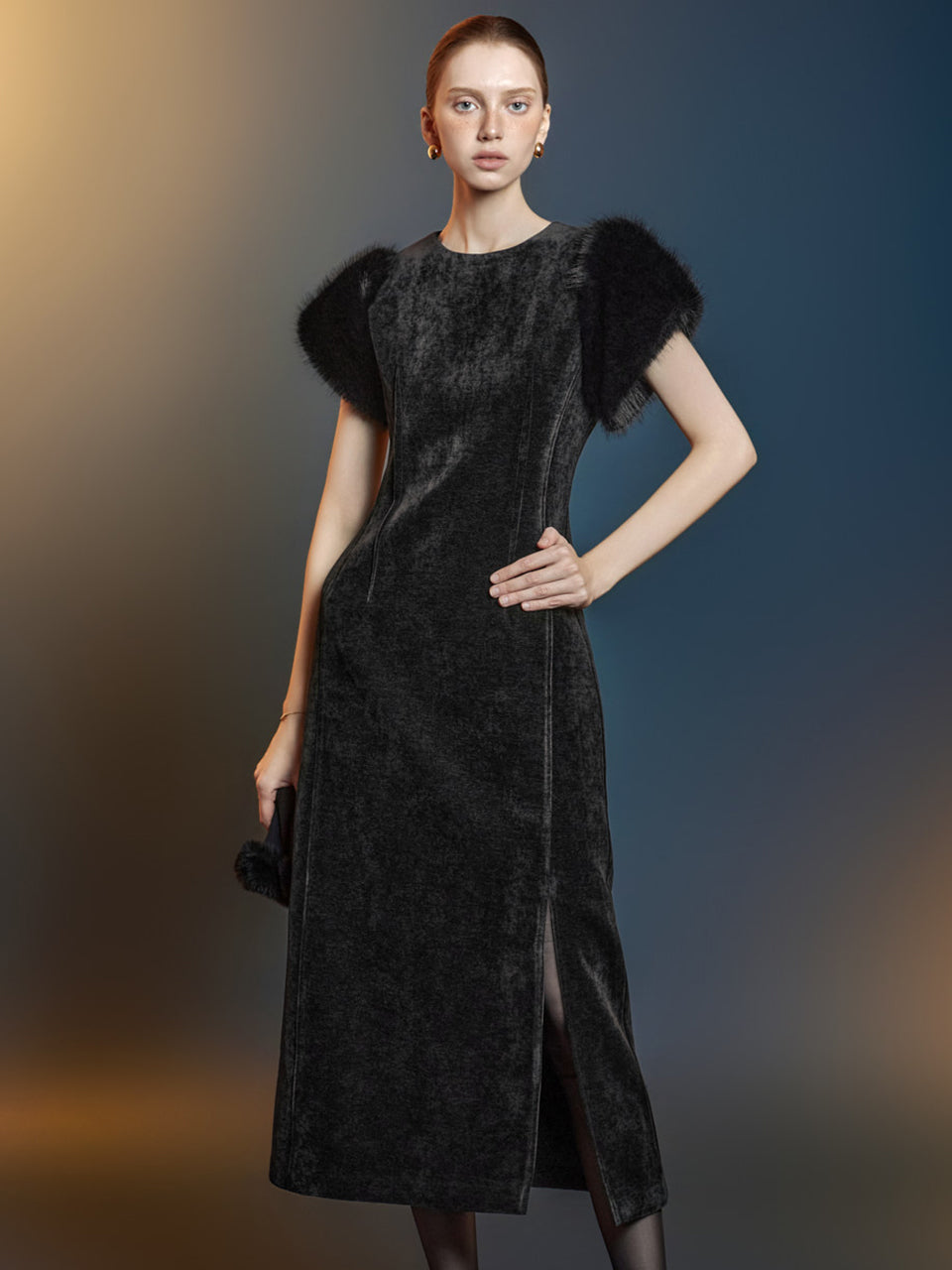 D9572 Fur Dress