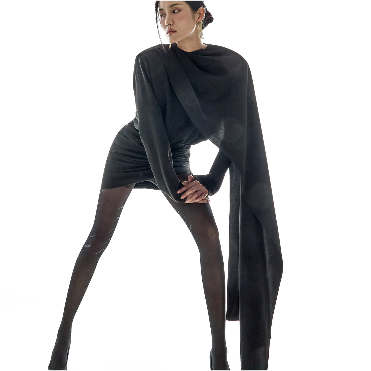 D9573 Drape Mini Dress