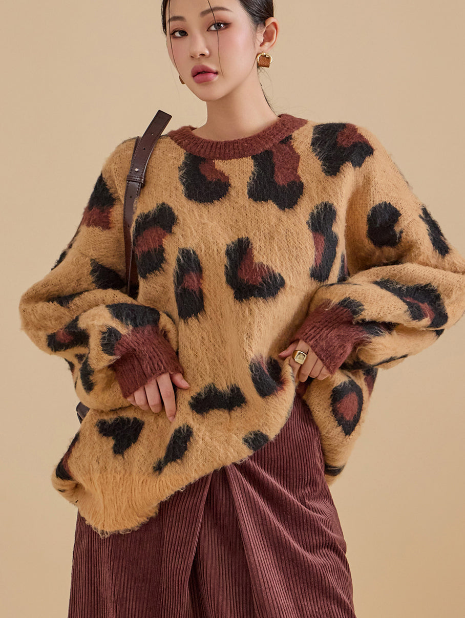 E3147 Leopard Loose Fit Knit