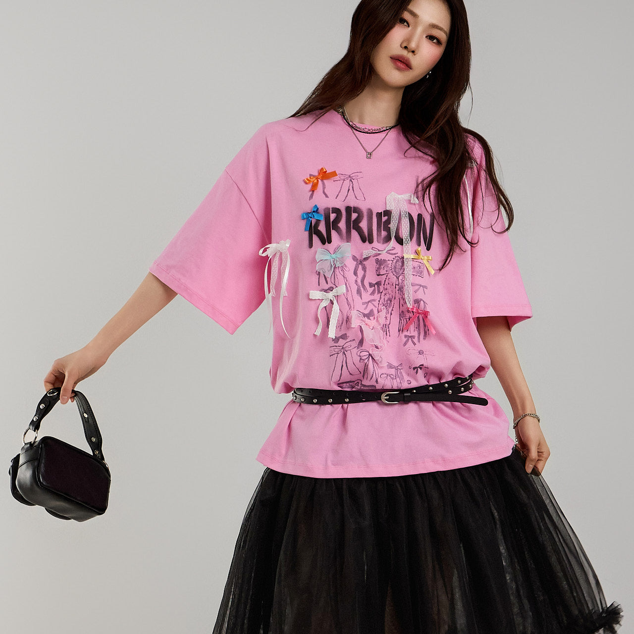 E3312 Ribbon Printed T-shirt