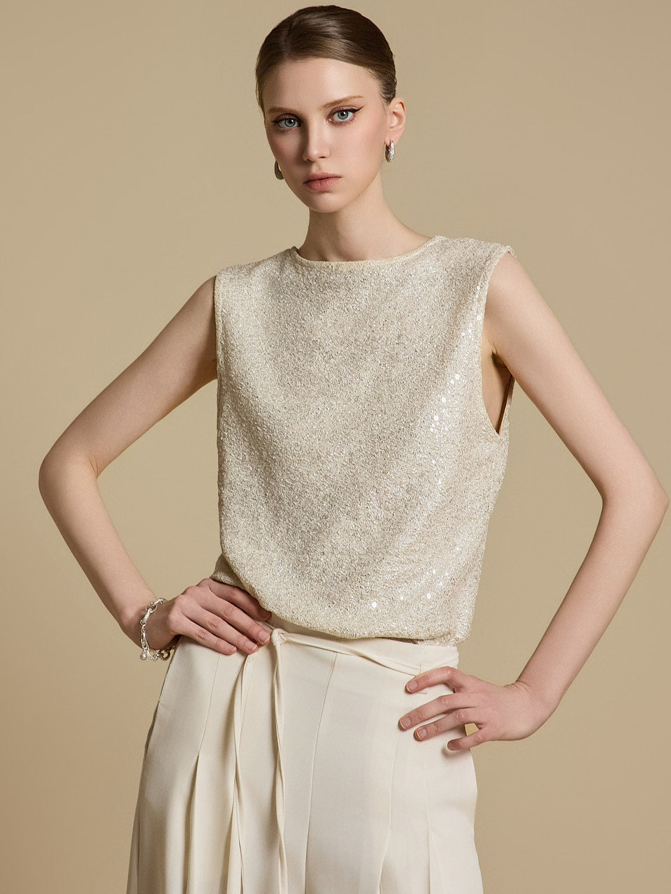 E3784 Spangled Sleeveless Top