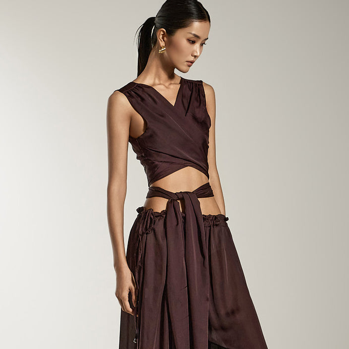 E3878 缎面裹身上衣